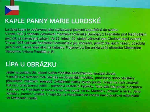 O Lurdské kapli a lípě u obrázku